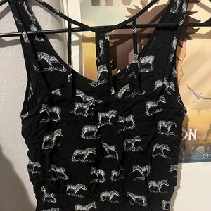 Black Tank Top with Zebra Print